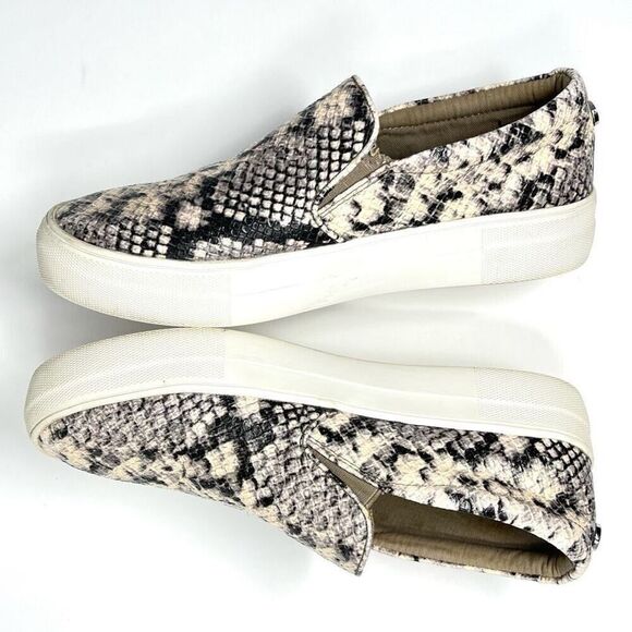 Steve Madden Gills Natural Snake Embossed Vegan Leather Slip-On Sneakers Size 7 - Picture 4 of 11